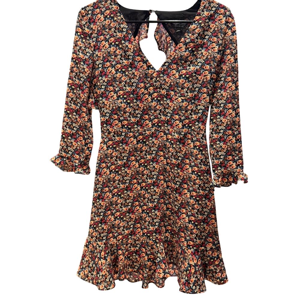 Topshop cottagecore floral dress black